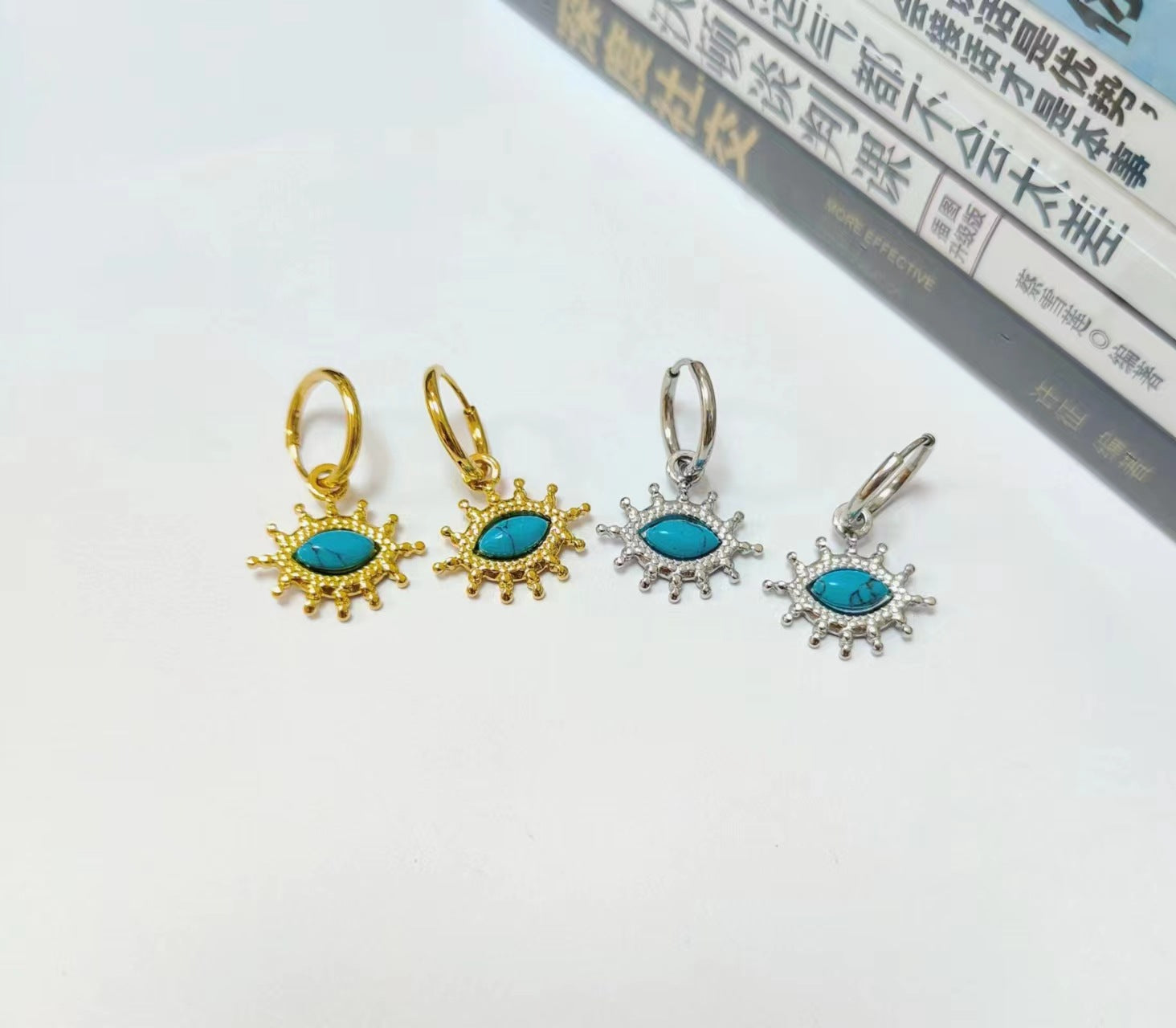 Wholesale Stainless Steel 18K Gold Earrings Semi-precious Stone Series Earrings